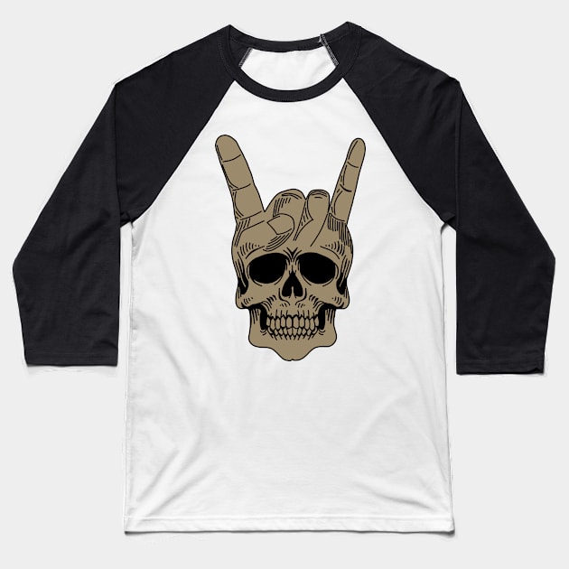 Heavy Metal Skull Baseball T-Shirt by ro83land